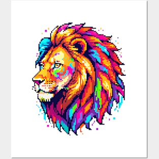 Pixel Lion Portrait Posters and Art